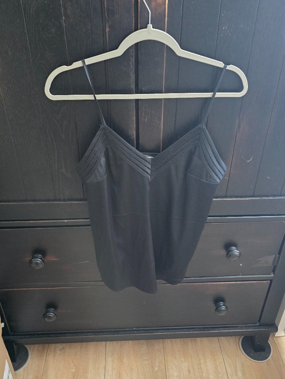 Express Black Spaghetti Strap VNeck Cami Top Double Lined Size S